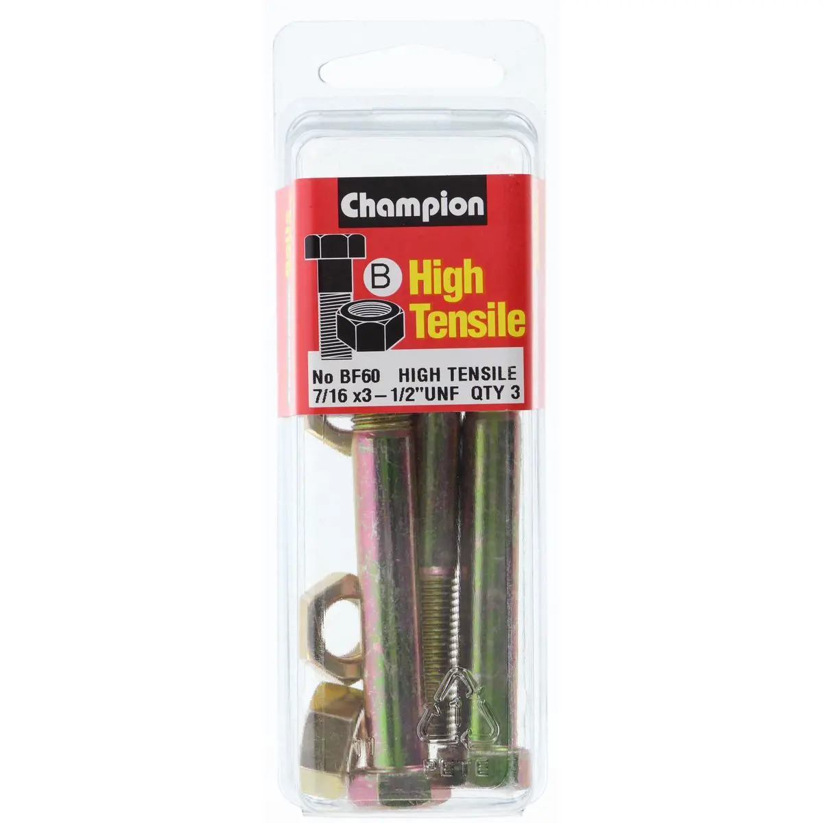 Champion Bolt And Nuts 3-1/2” X 7/16  Bf60 1