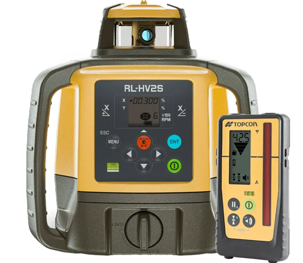 Topcon Rl-Hv2s Premium Dual Grade Rotating Laser With Rechargeable Battery And Ls-100D Receiver 1051612-02 1