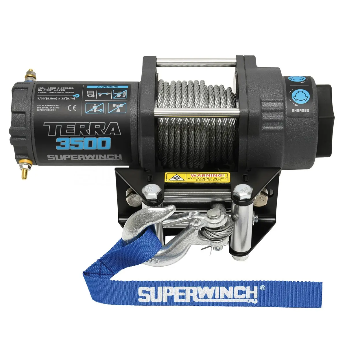 Superwinch Terra 3500 Atv / Utv Winch 1.6 Hp 3500 Lbs Line Pull Steel Wire Cable 1