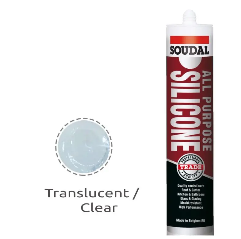 Soudal  All Purpose Translucent Silicone Clear 300Ml X 12 121662 1