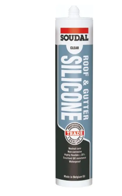 Soudal Roof & Gutter Silicone  Clear 300Ml X 12 127779 1