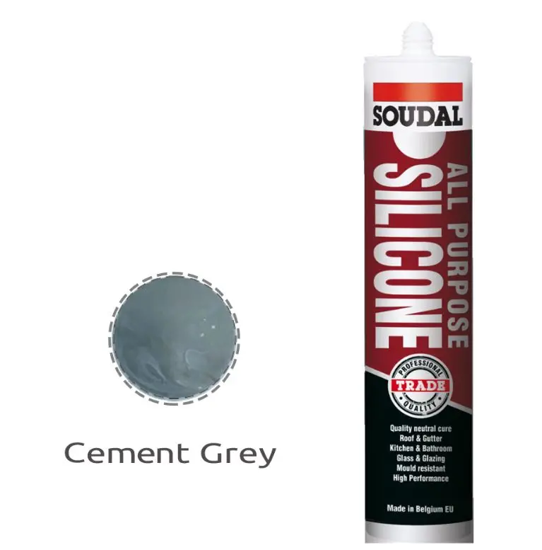 Soudal All Purpose Silicone Cement Grey 300Ml X 12 131649 1