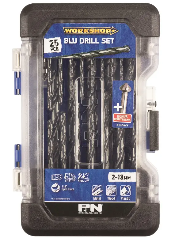 P&N Drill Jobber Set M2 Hss Blue 25+1Pc W/Csink 149060005 1
