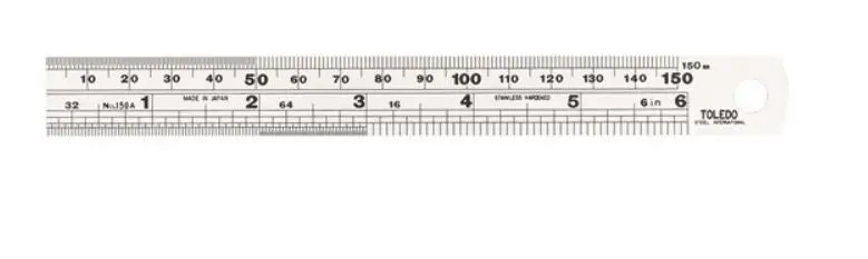 Toledo Stainless Steel Single Sided Rule Metric & Imperial 150Mm 150A6 1