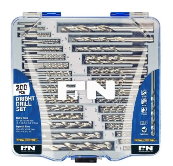 P&N 200 Pce Jobber Drill Set  1-12Mm & 5/64-1/2Inch Met & Imp Hss-Bright 165399200 1