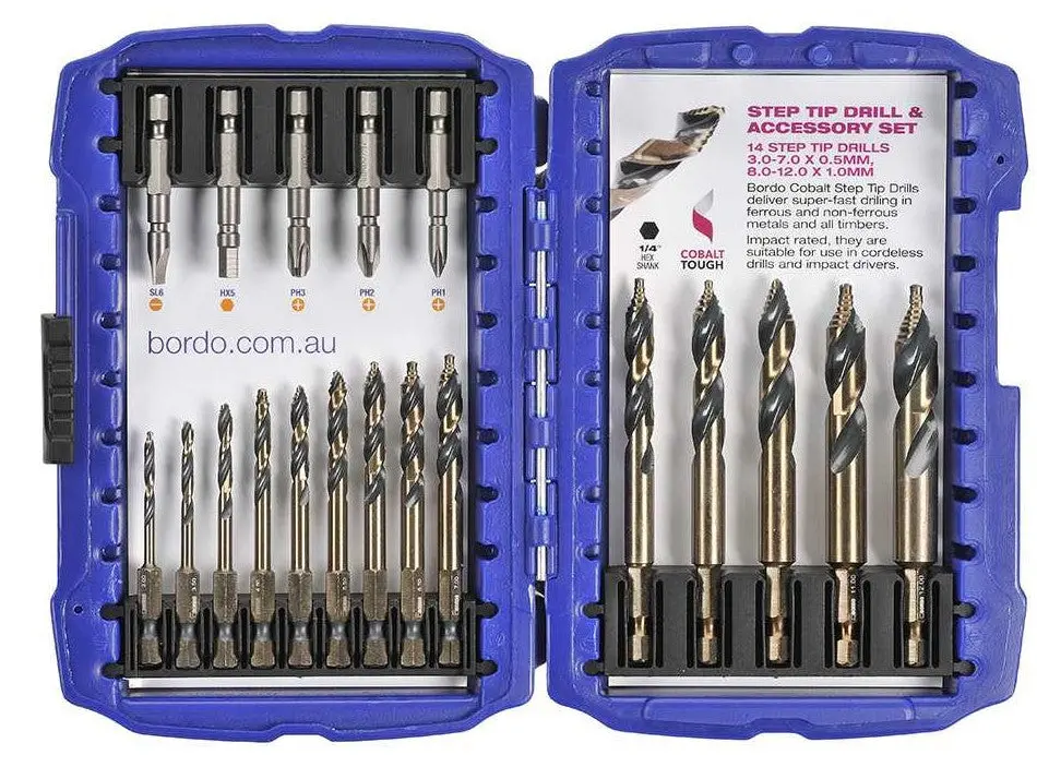 Bordo Cobalt Step Tip Drill And Accessory Set 2012-S1 1