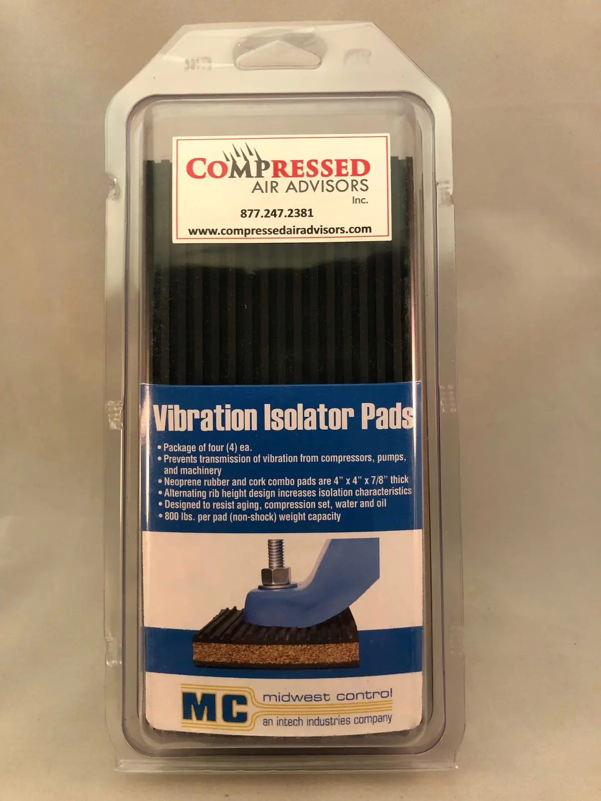 Vibration Isolation Pads 4" X 4" Cork/Rubber Vibration Pad Package Of 4 1