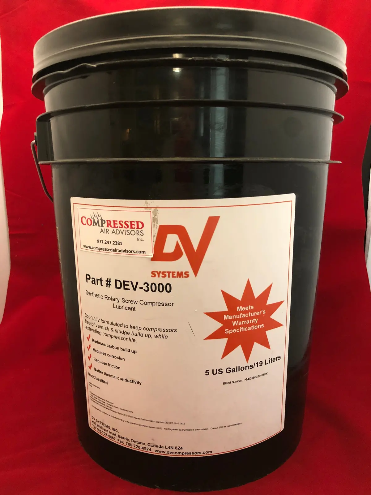 Dv Systems Dev-3000 - Oem Synthetic Rotary Screw Lubricant - 5 Gallon 1