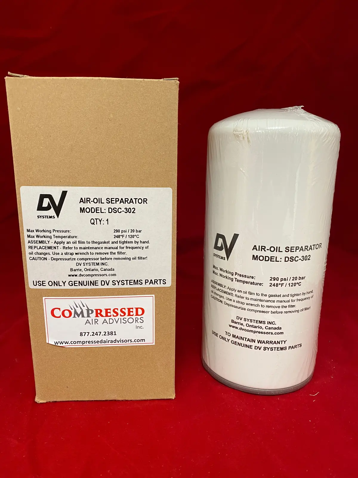 Dv Systems - Oem, Air/Oil Separator For 5-15Hp B Series, Pn: Dsc-302 1