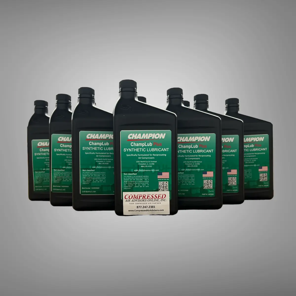 Champlub Synthetic Plus Reciprocating Air Compressor Oil - 1 Case (12 Qts), Pn: 28H510 1