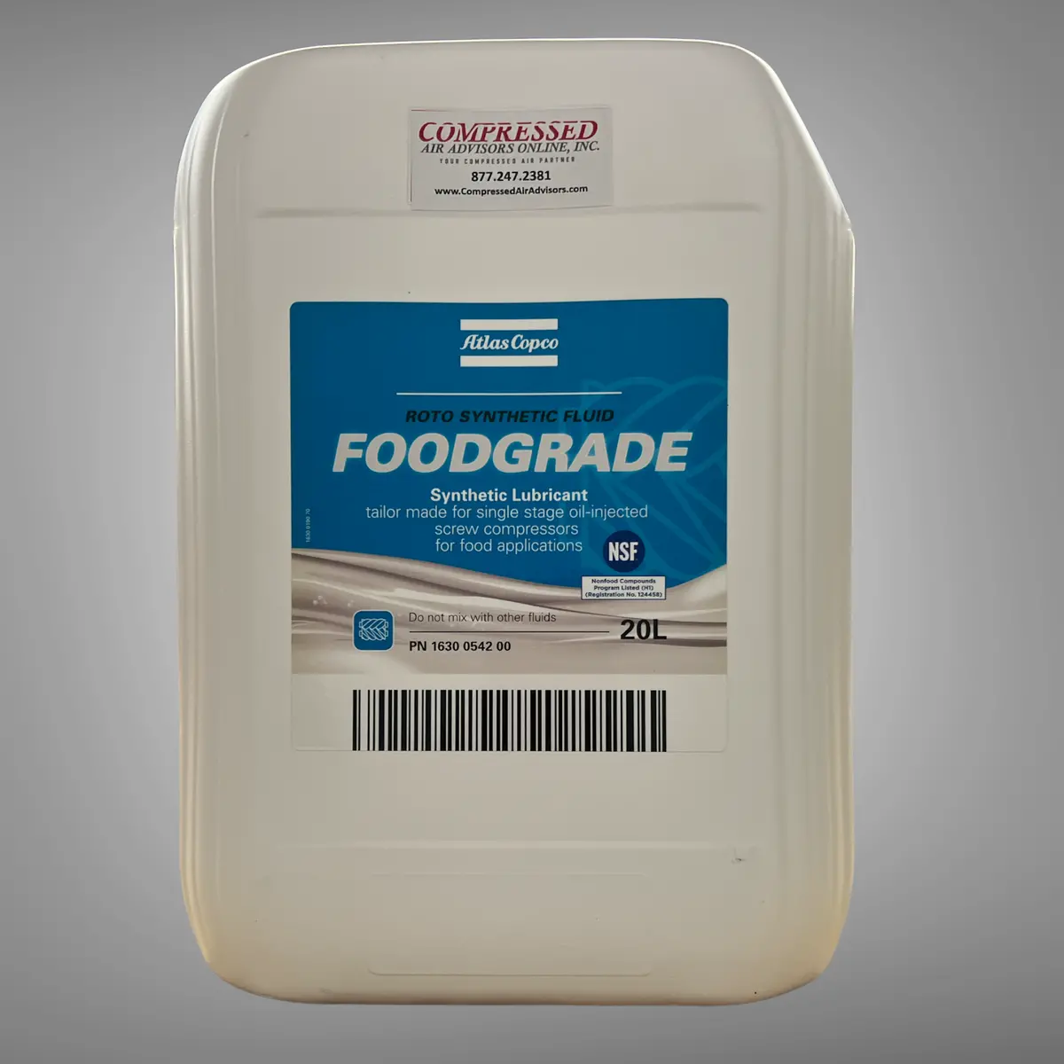 Atlas Copco -Oem Roto Synthetic Foodgrade, 5.28 Gallons (20L) Pn: 1630054200 1