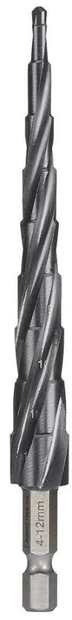 Bordo Step Tip Step Drill 10Mm Deep Cut 4-12Mm X 1Mm Hss-Co5 (Cobalt) Tialn Coated 1/ " Hex Shank 2612-Md1 1