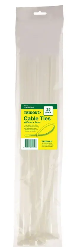 Tridon Natural Cable Ties 400Mm X 8Mm Pk 25 Ct408ntcd 1