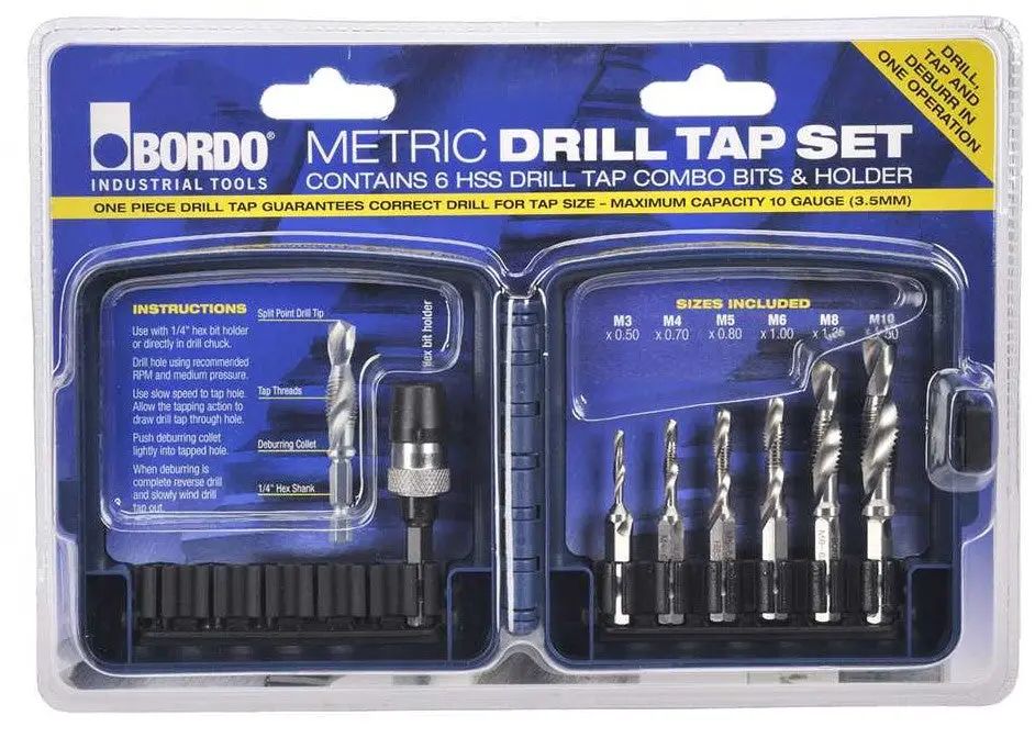 Bordo Drill & Tap Combo Set M3, 4, 5, 6, 8, 10 3010-S1 1