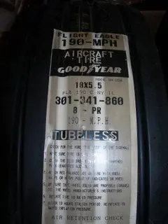 Tire, Goodyear Flight Eagle - 18.00-5.5-8 - 8 Ply - 190 Mph - Tubeless 1