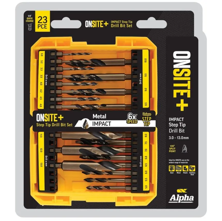 Alpha  23 Piece Onsite Plus Impact Step Tip Drill Set Sm23st 1