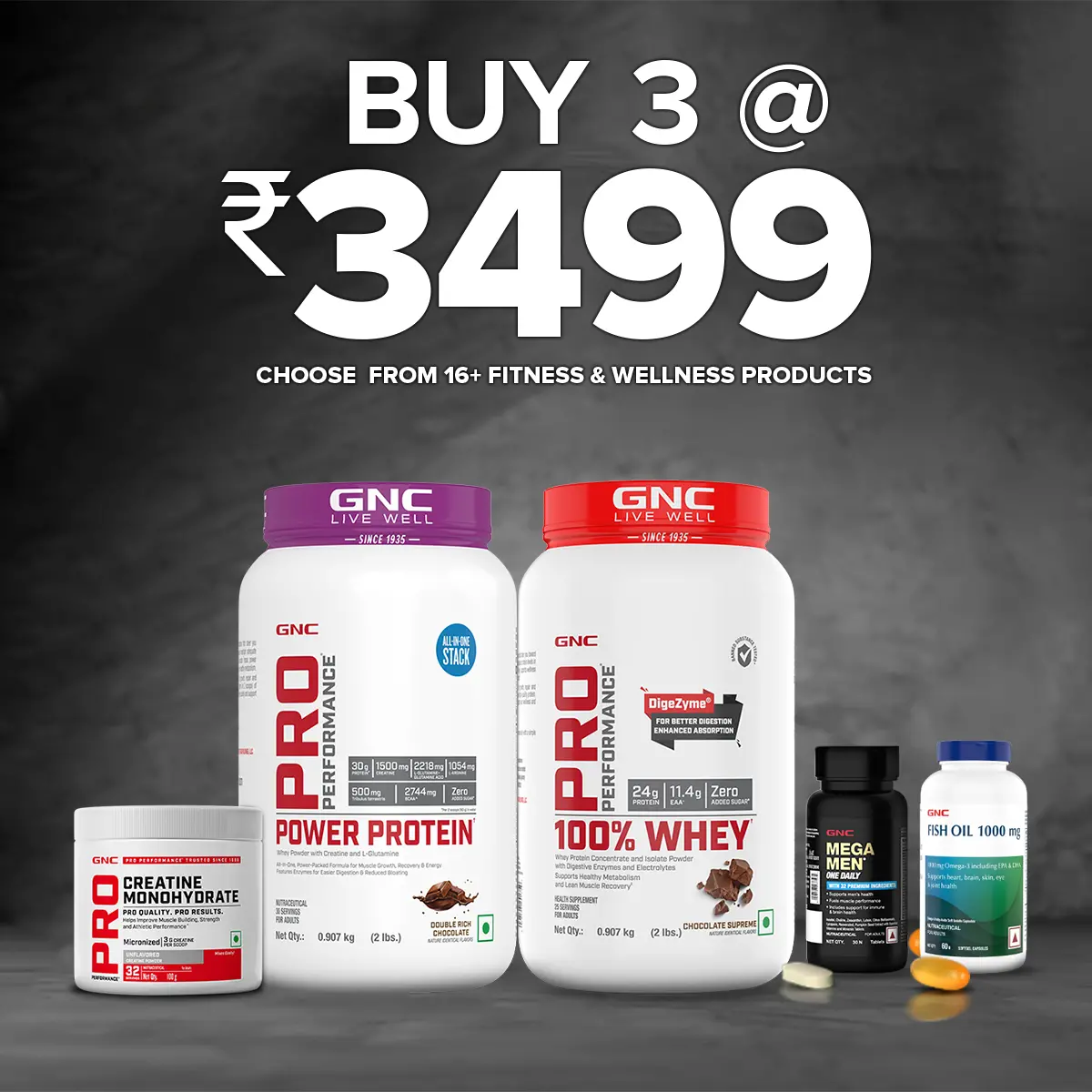 Gnc - Buy Any 3 For ₹ 3499 1