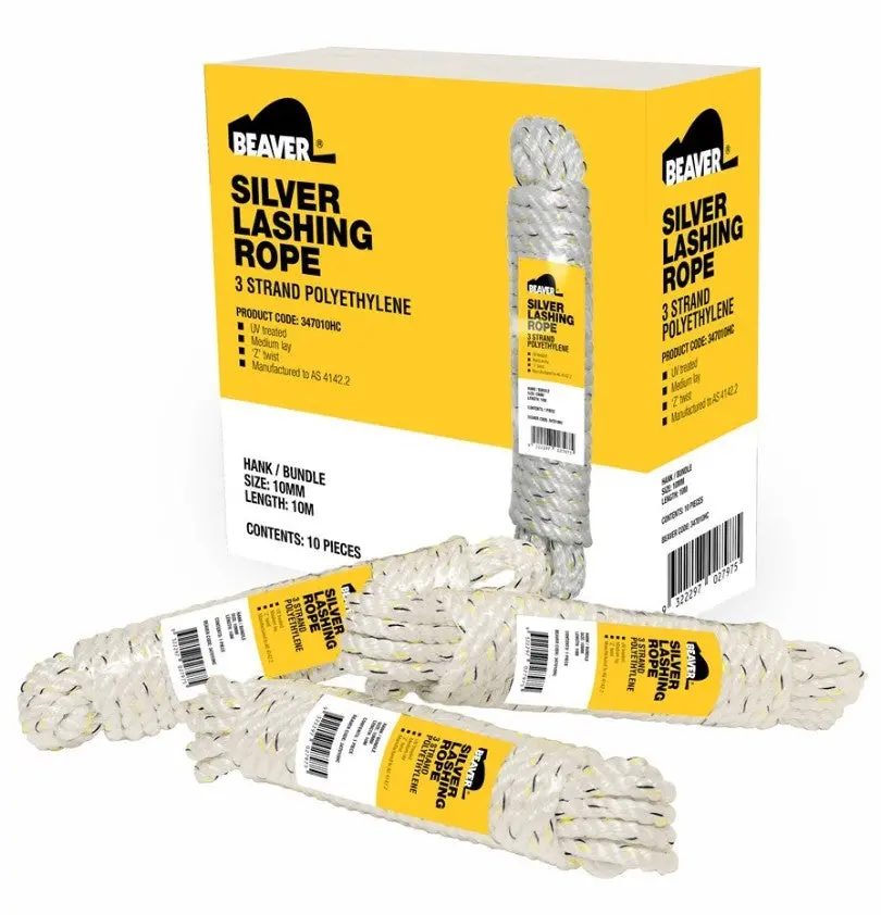 Beaver Silver Lashing Rope 10Mm 10 Per Ctn  347010Hd 1