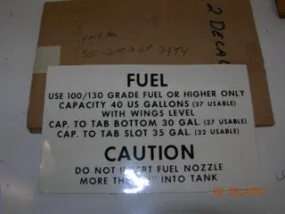 Placard, Fuel Quantity 1
