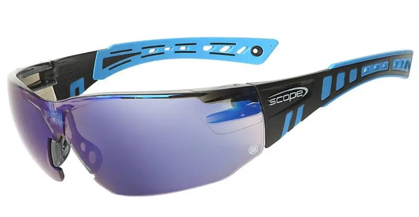 Speed Blue/Black Frame Blue Mirror Lens Safety Glasses 360Bm 1