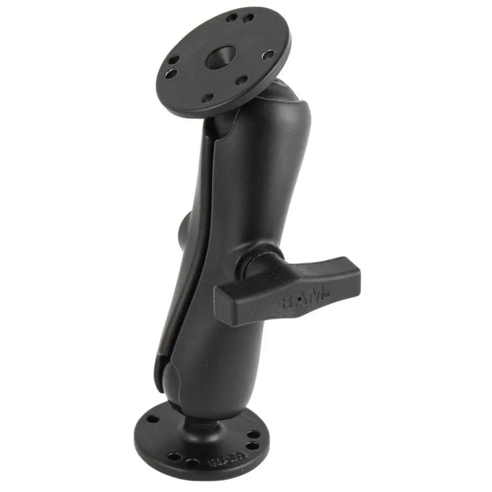 Ram Mount 1.5" Ball Double Socket Arm W/2 2.5" Round Bases - Amps Pattern [Ram-101U] 1