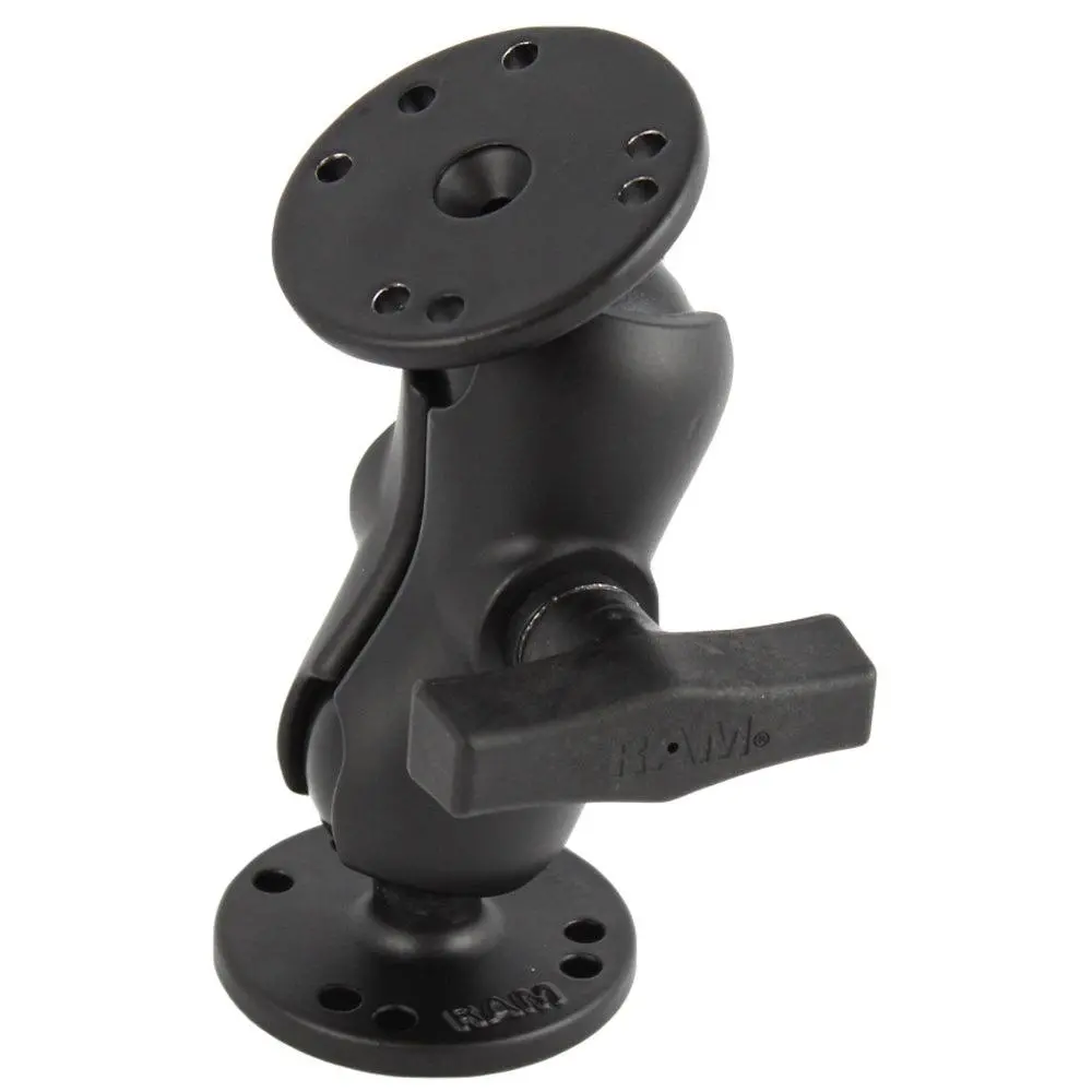 Ram Mount 1.5" Ball Mount W/Short Double Socket Arm & 2/2.5" Round Bases [Ram-101U-B] 1
