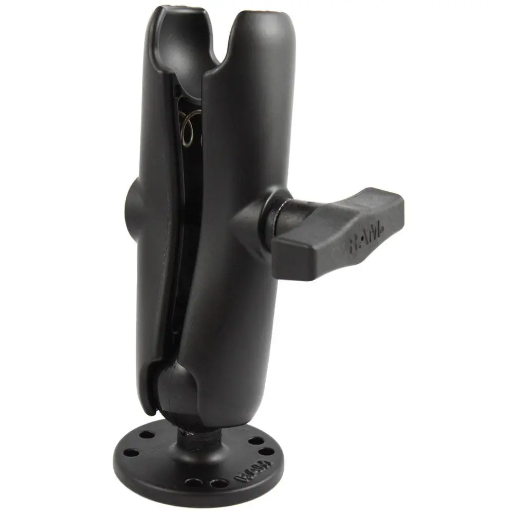 Ram Mount 1.5" Ball Double Socket Arm W/2.5" Round Base [Ram-103U] 1
