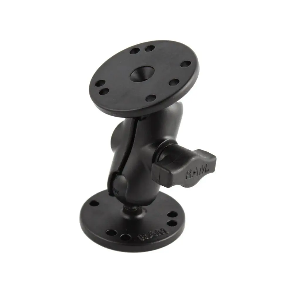 Ram Mount 1" Ball Double Socket Short Arm W/ 2 2.5" Round Bases [Ram-B-101-A] 1