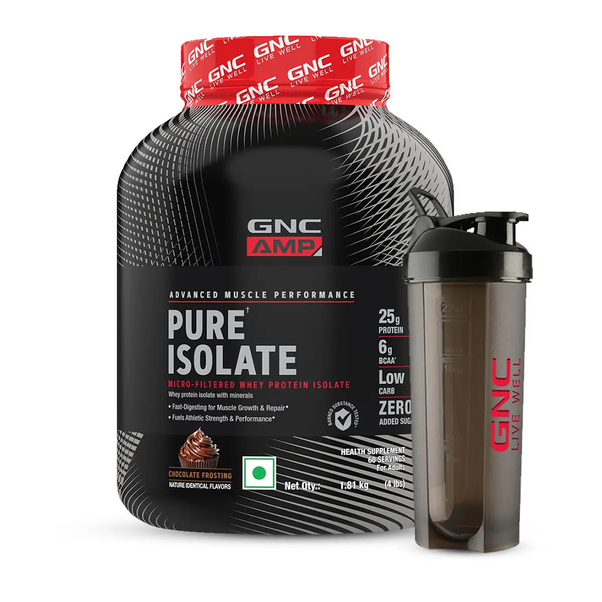 Gnc Amp Pure Isolate  4 Lbs (Zero Carb) With Shaker 1