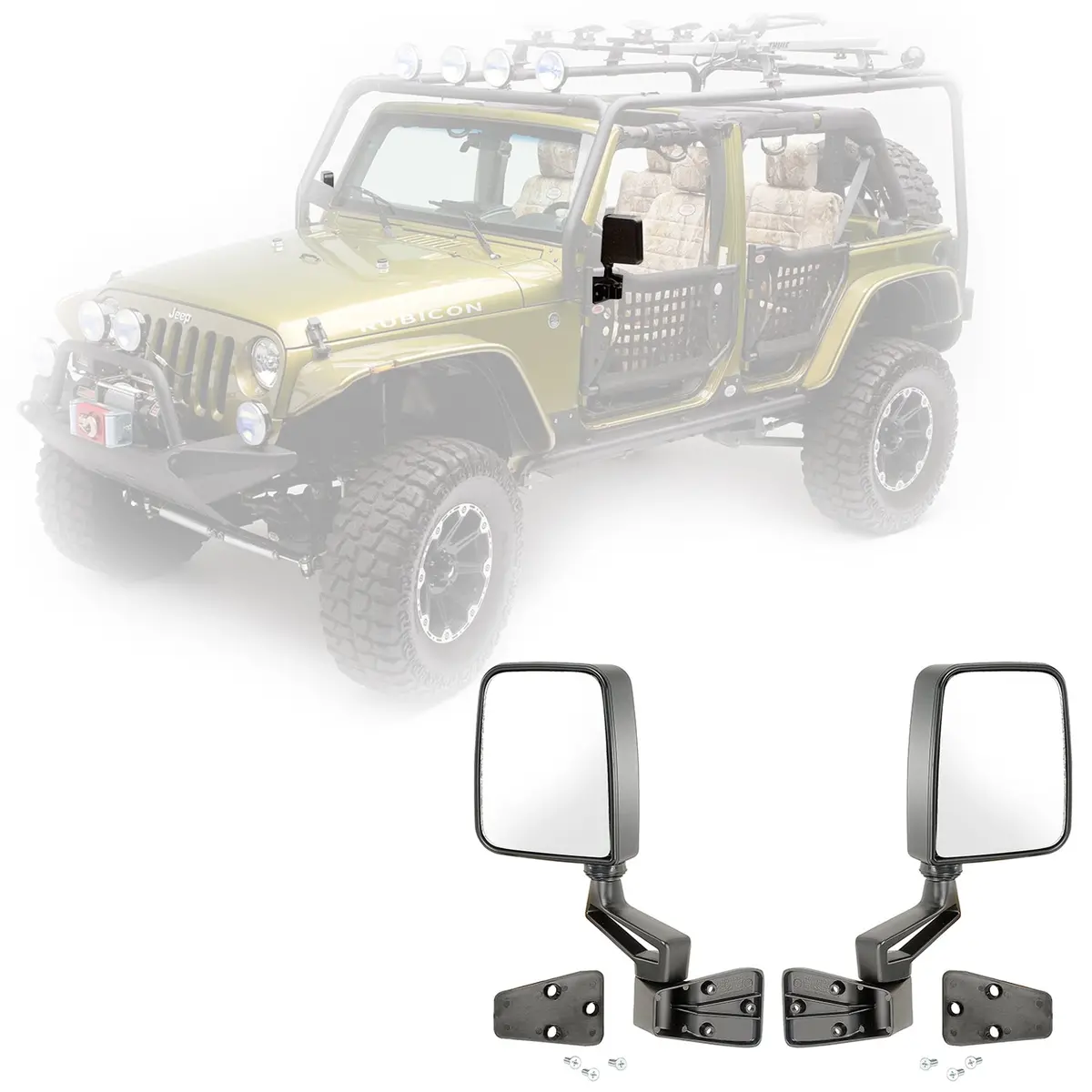 Body Armor 4X4 Trail Door Mirror Set For 1997-2018 Jeep Wrangler Tj / Jk 1