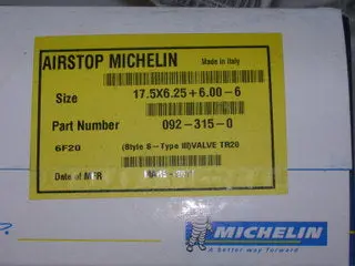 Tube, Tire - 17.5 X 6.25 X 6.00 X 6 - Airstop - Style S - Type Iii - Michelin 1
