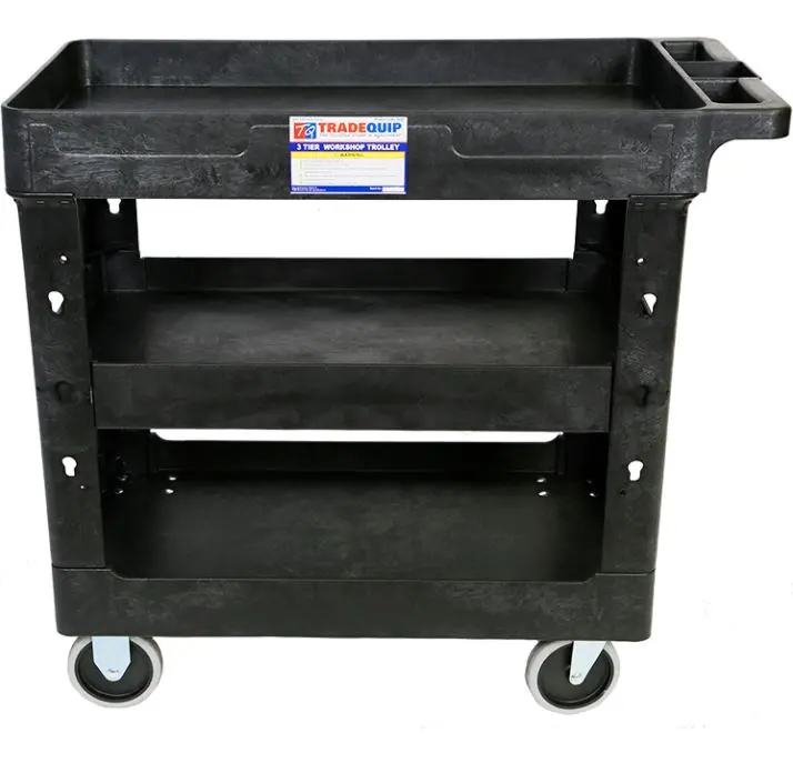 Tqb Workshop Tool Trolley 3 Trays Black  6045 1
