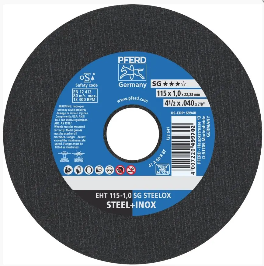 Pferd Cut Of Wheel Eht115 1.0Mm Sg Steelox 61340412 1