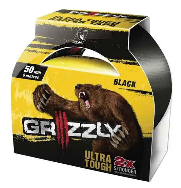 Bear Tape 50Mm X 9M Ultra Tough Gaffer Grizzly Tape Black 63642548168 1