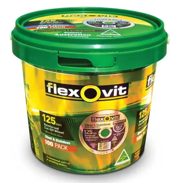 Flexovit 125 X 1.0Mm Steel & Stainless Cut Off Disc Mega Tub 100 Piece 66253371411 1