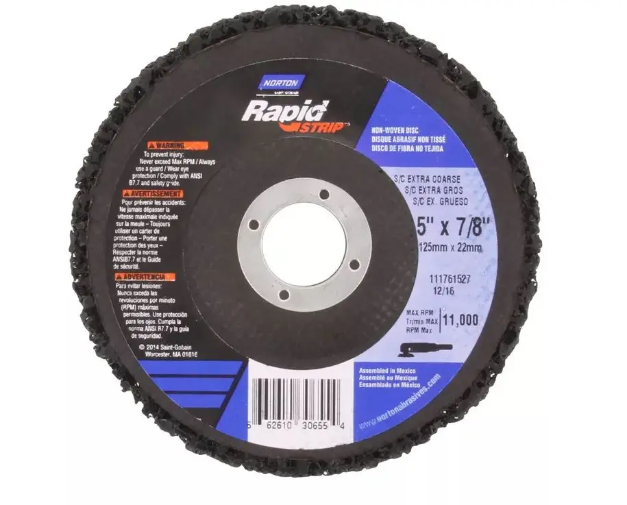 Norton Rapid Strip Non Woven Disc 125X 22Mm Black Depressed Centre 66261030655 1