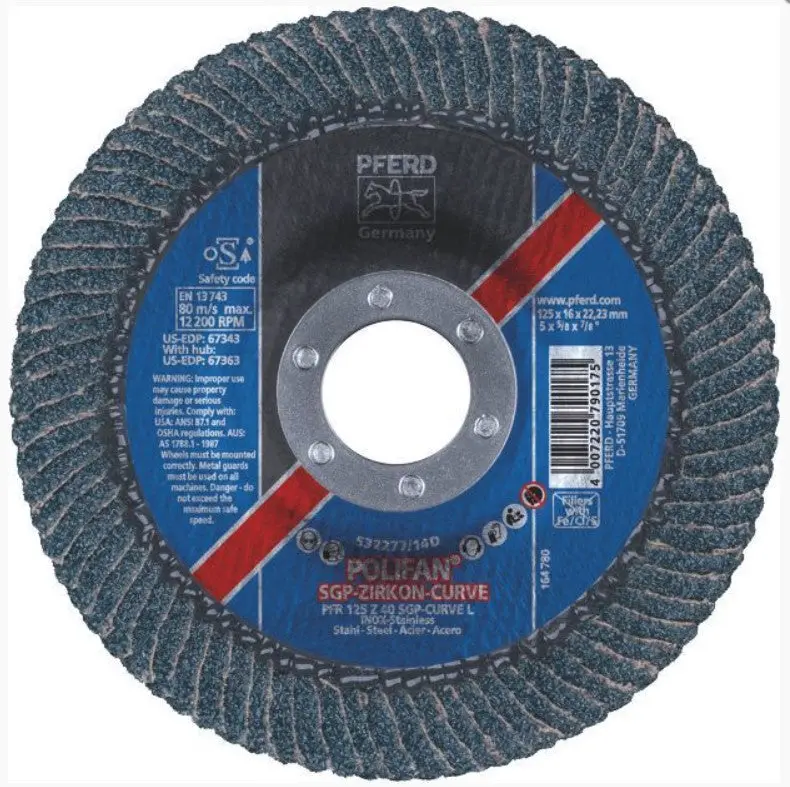 Pferd Polifan Flap Disc Sgp Zirconia Steel / Inox Pfr 125 Z40 Sgp-Curve L 67689062 1