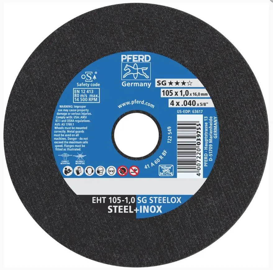 Pferd Cut-Off Wheel Ultra-Thin (4") 105Mm X 1.0Mm Premium  Inox Stainless Steel 69121043 1