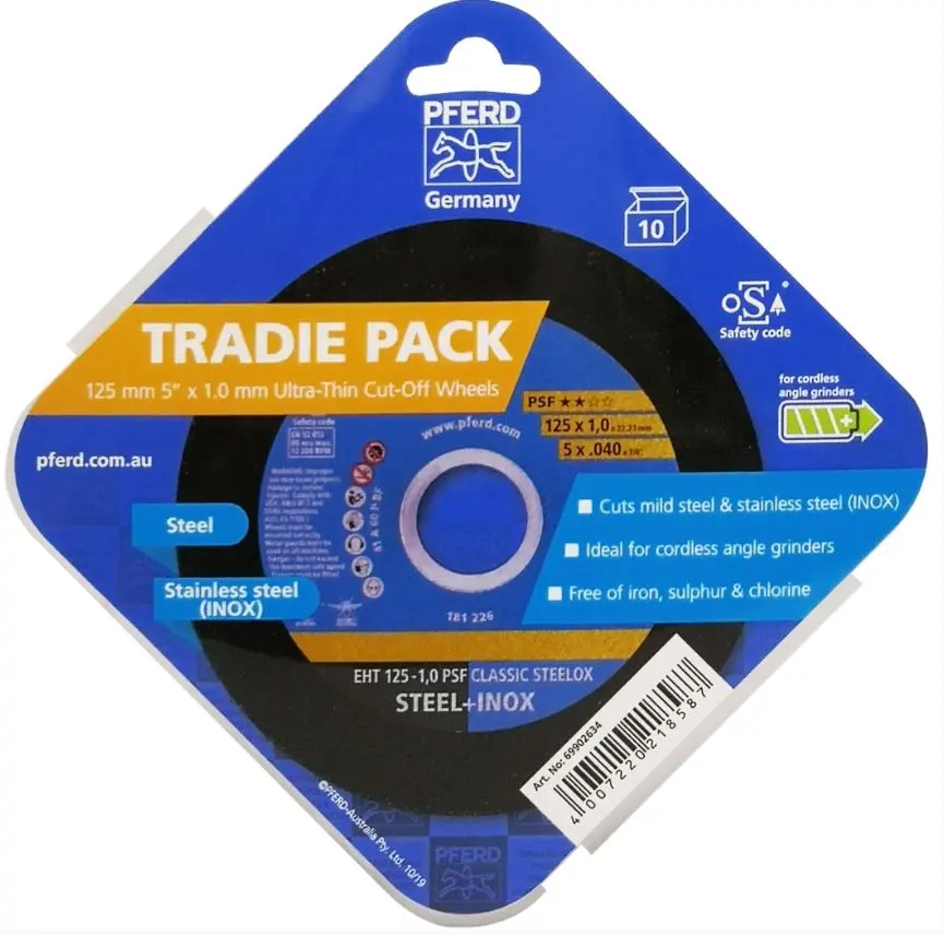 Pferd Cut-Off Wheel Tradie Pack- 10Pk - Classic Steelox (5") 125Mm X 1Mm  69902634 1