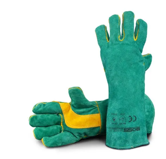 Bossweld 16″ Green & Gold Welding Glove 700009 1