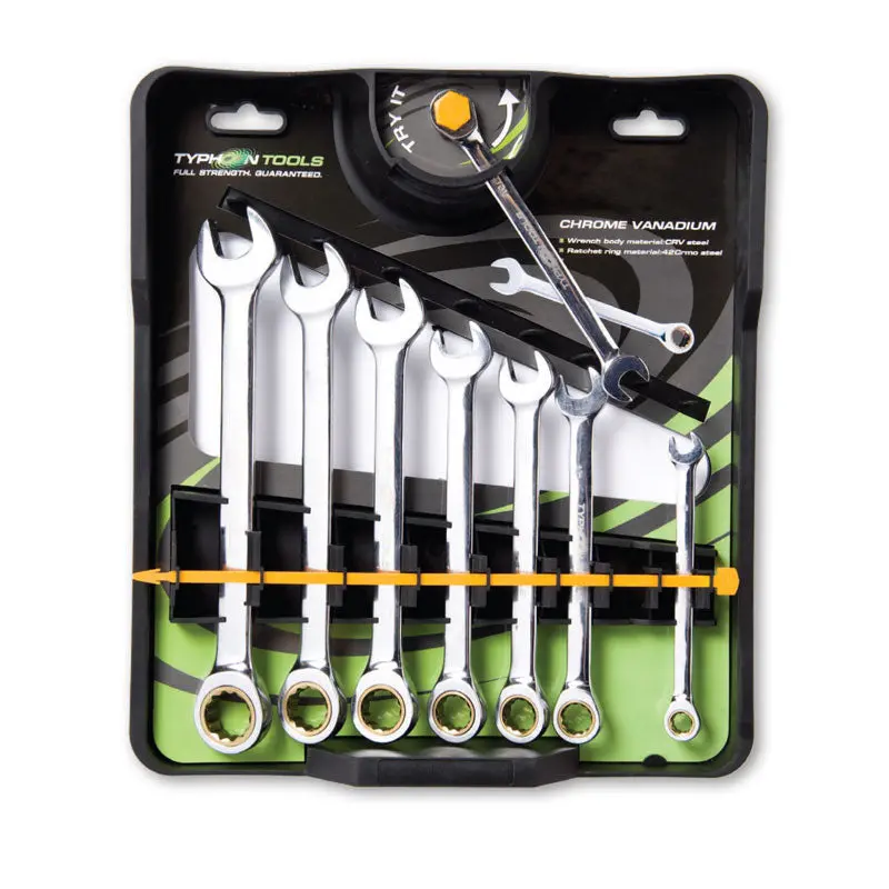 Typhoon Tools 8 Piece Ratchet Spanner Set Imperial 70022 1