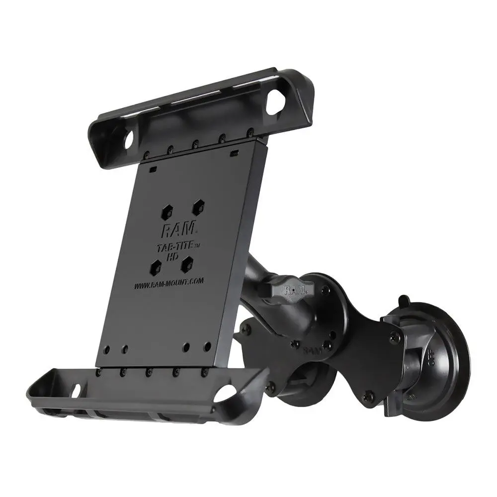 Ram Mount Double Twist-Lock Suction Cup Mount W/Tab-Tite Universal Spring Loaded Cradle F/Apple Ipad 1-4 W/Or W/O Light Duty Case [Ram-B-189-Tab3u] 1