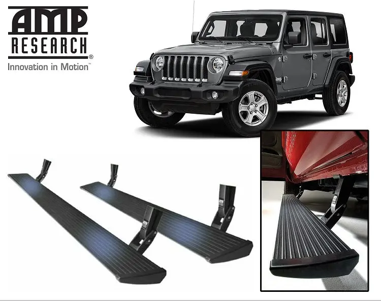 Amp Research Running Board Power Steps For '18-'24 Jeep Wrangler Jlu Unlimited 4 Door 1