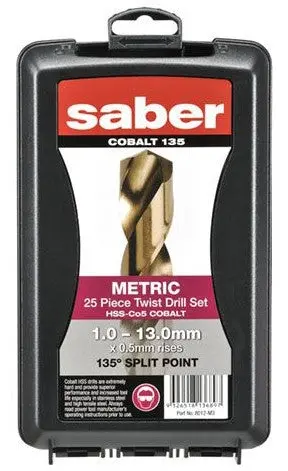 Saber 25 Piece Hss-Co5 (Cobalt) Jobber Drill Set In Abs Plastic Case 8012-M3 1