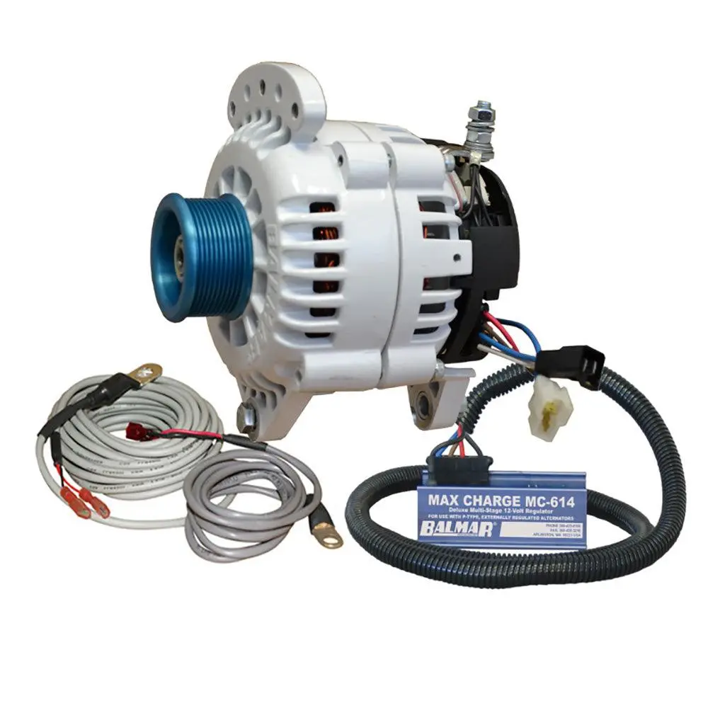 Balmar Alternator 100 Amp Kit 12V 3.15" Dual Foot Saddle J10 Pulley Regulator  Temp Sensor [60-Yp-Mc-100-J10] 1