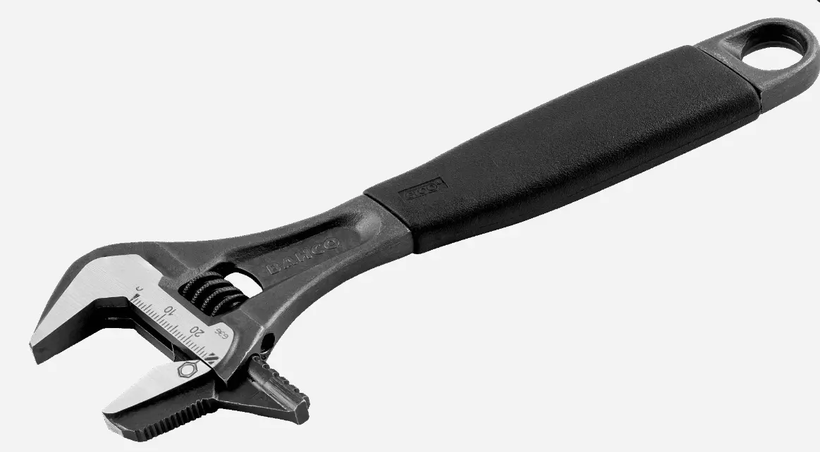 Bahco Ergo Rubber Handle Central Nut Phosphated Adjustable Wrench, With Reversible Jaw 12” 9073P 1