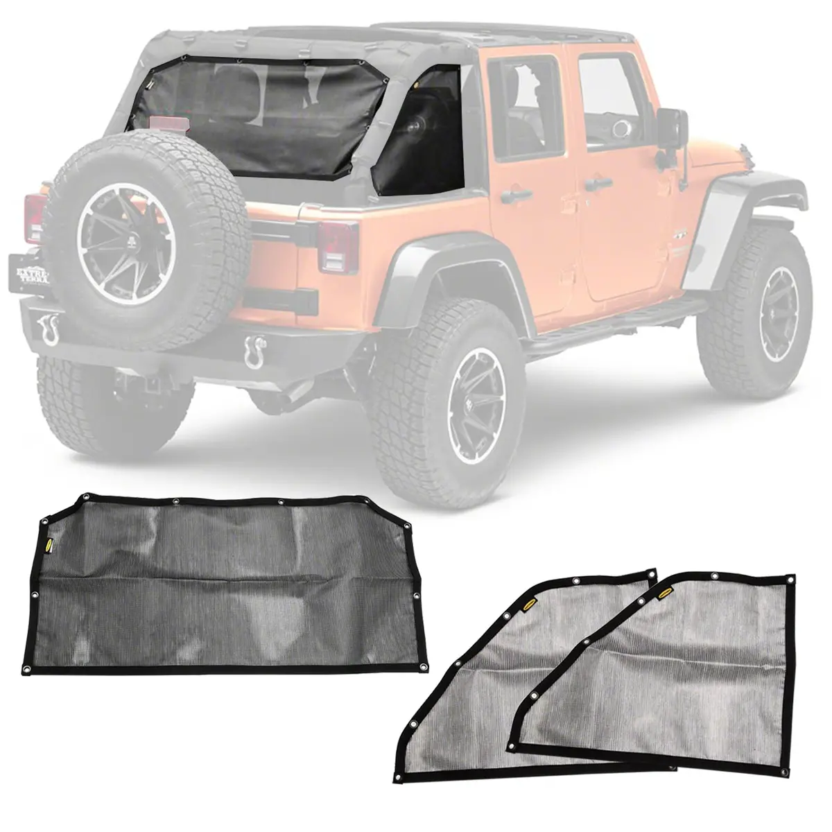 Smittybilt Cloak Mesh Rear & Sides For 07-18 Jeep Wrangler Jku 4 Door 1