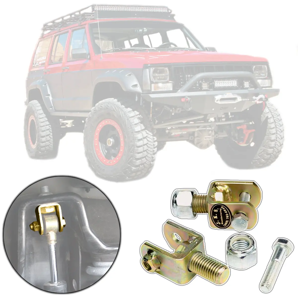 Jks Front Upper Shock Conversion Kit For 1984-2001 Jeep Cherokee Xj Or Comanche Mj 1