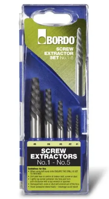 Bordo Screw Extractor 5 Piece Set Nos 1-5 9900-Sm1 1