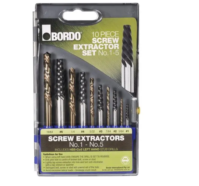 Bordo Screw Extractor 10 Piece Set Nos 1-5 & Left Hand Stub Drills 9900-Sm2 1